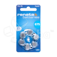 Батарейка ZA675 Renata Zinc Air 1.45V для слуховых аппаратов (6 шт. в блистере)