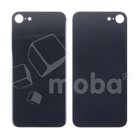 Задняя крышка для iPhone 8 Черный (стекло, монолит, широкий вырез под камеру, логотип) - Премиум
