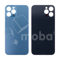 Задняя крышка для iPhone 12 Pro Max (A2411) Синий (стекло, монолит, широкий вырез под камеру, логотип) - Премиум