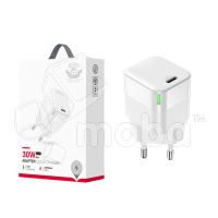 Сетевое зарядное устройство Type-C XO CE06 (30W, PD, GaN, индикатор заряда) Белый