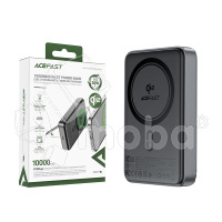 Внешний Аккумулятор (Power Bank) Acefast M11 10000 mAh (30W, PD, беспроводная зарядка 15W, MagSafe, Type-C, LED индикатор) Черный