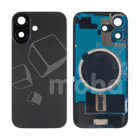 Задняя крышка для iPhone 17 (A3520) в сборе со стеклом камеры Черный (стекло, монолит, MagSafe, логотип) - Премиум