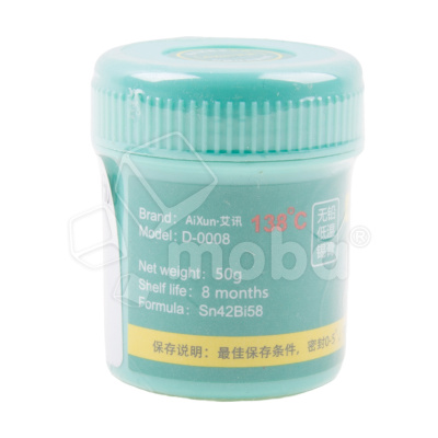 Паста паяльная Aixun AX-SP138M (50 г, низкотемпературная 138°C, бессвинцовая)