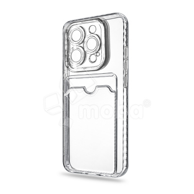 Чехол-накладка для iPhone 15 Pro Max (с защитой камеры, карманом для карт, прозрачный)