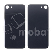 Задняя крышка для iPhone 8 Черный (стекло, монолит, широкий вырез под камеру, логотип) - Премиум