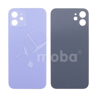 Задняя крышка для iPhone 12 (A2403) Фиолетовый (стекло, узкий вырез под камеру, логотип) - Премиум