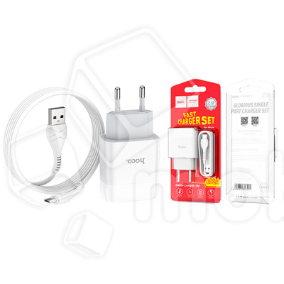 Сетевое зарядное устройство USB Hoco C72A (10.5W, кабель MicroUSB) Белый